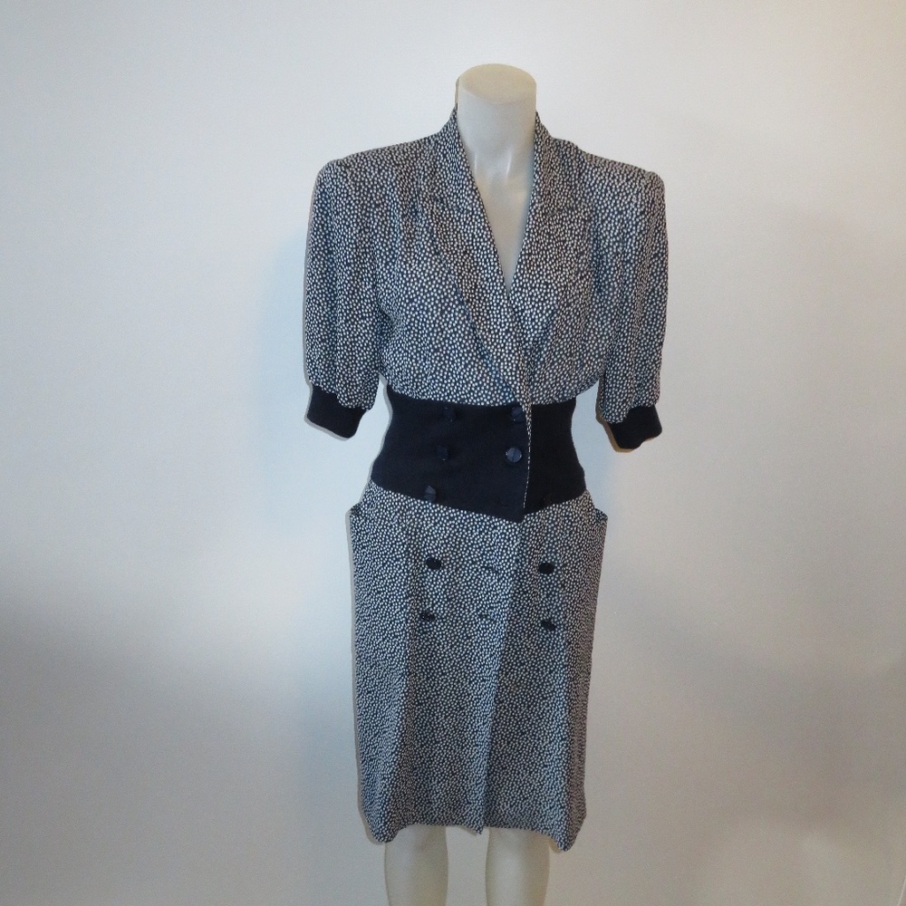 SCHERRER DOUBLE BREASTED SHORT SLEEVE DRESS SZ: 4*